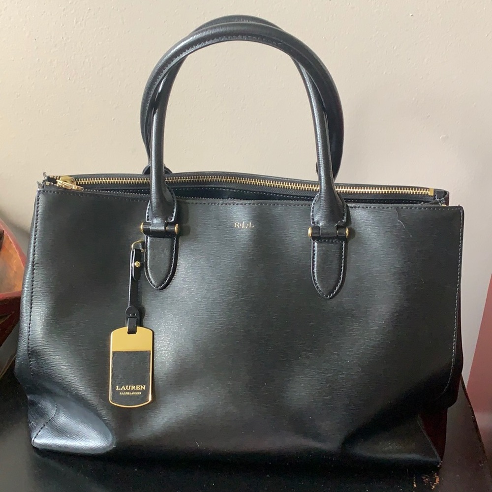Lauren Ralph Lauren Black Laptop Work Tote Bag